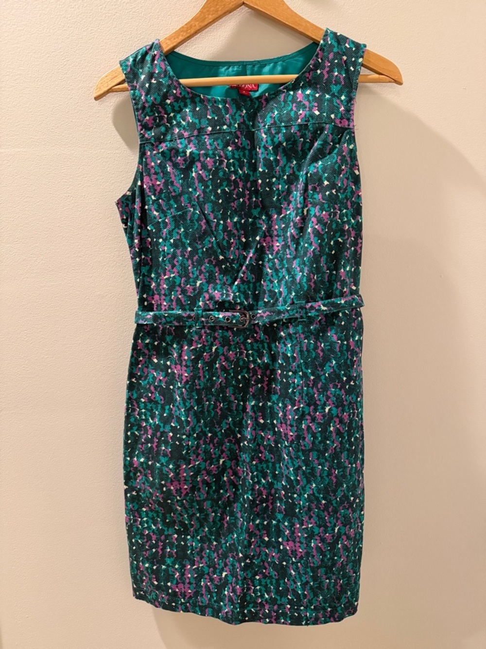 Merona Teal & Purple Sleeveless Midi Sheath Dress